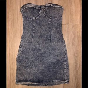 Acid washed mini jean dress